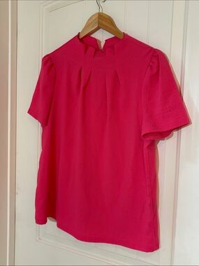 Emery Rose Women's Hot Pink Short Sleeve Blouse
